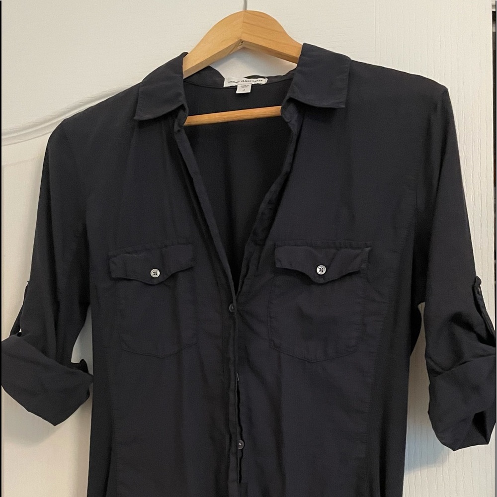 James Perse Slub Side Panel Shirt Navy